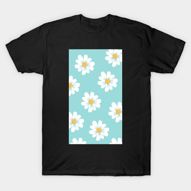 Mint Green Daisy Design T-Shirt by BlossomShop